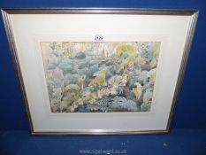 A framed and mounted ink wash titled verso 'Hedgerow Jewels' by Doffia E. Bennett.