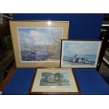 A large framed and mounted Howard Butterworth Limited Edition (4/200) river landscape print,