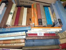 A box of books to include; 'Ylysses in the Raj', 'The West Wind' by Crosbie Garstin,