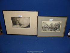 A framed and mounted Limited Edition (23/50) etching titled 'The Coming Storm' by E.