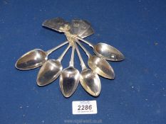 A set of six Silver teaspoons, Dublin 1835, engraved with a winged omega symbol,