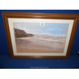 A framed and mounted Charcoal picture depicting a coastal scene signed lower right R.N.