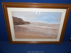 A framed and mounted Charcoal picture depicting a coastal scene signed lower right R.N.