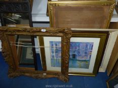 A Monet print, 4 picture frames and a mirror.