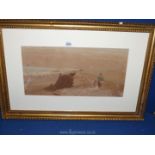 A watercolour of Hornsea, Yorkshire by E.C. Booth (9" x 18").