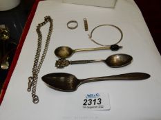 A small quantity of silver and silver plate including ingot pendant, Birmingham 1978,