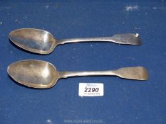 Two Silver tablespoons, Edinburgh 1815 with engraved initial and numbers 9 and 10,