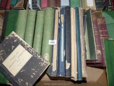 A box of books including 'Dictionary of Gardening', 'Sanitary Measures in India in 1873-74',