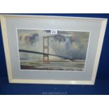 A framed and mounted watercolour titled verso 'Storm Over Severn',