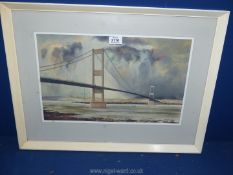 A framed and mounted watercolour titled verso 'Storm Over Severn',