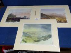 Three mounted Prints by his Royal Highness The Prince of Wales to include 'Wensleydale from