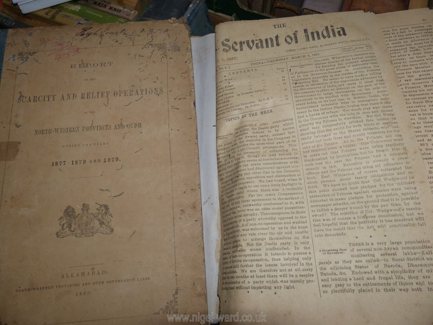 A quantity of books including 'Servant of India', 'Revenue Survey India 1853', - Image 3 of 5
