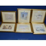 Six small framed and mounted Prints to include 'Sphinx and Pyramids of Giza' by Rev. G.F.