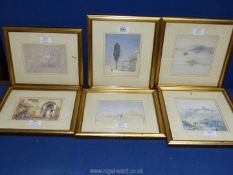 Six small framed and mounted Prints to include 'Sphinx and Pyramids of Giza' by Rev. G.F.