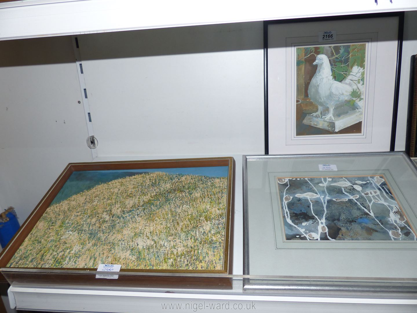 A quantity of paintings including an oils on board of a grassy knoll and May Hill by F. - Image 2 of 3