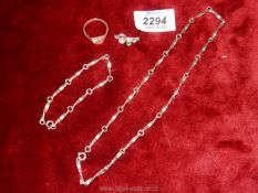 A set of Scottish hallmarked silver items to include a necklace, bracelet,