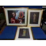 A pair of framed prints of Ancient Roman statues,