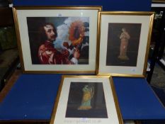 A pair of framed prints of Ancient Roman statues,