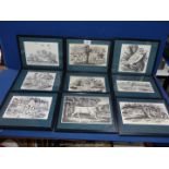 A collection of nine black and white Prints after Thomas Bewick depicting rural scenes including