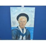 An Oil on board of a young seaman.
