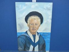 An Oil on board of a young seaman.