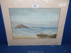 An F.J. Clarke Watercolour of the Cornish coast, signed.