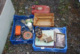 Old tins, "Pears Soap", fuel can etc.