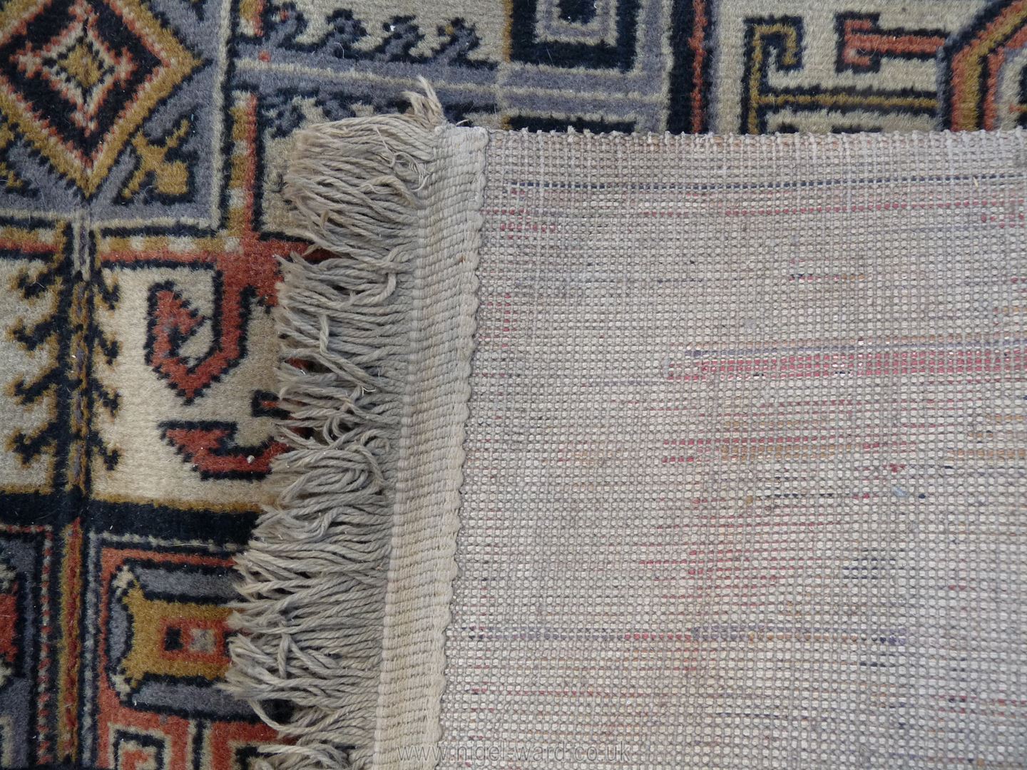A large geometric brown, black and cream ground, bordered, patterned and fringed Carpet, - Image 2 of 6