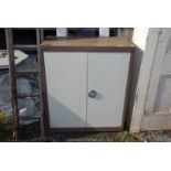 A metal Cabinet, 35 1/2'' x 18'' x 41'' high, no key present.