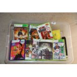 A quantity of Xbox 360 games.