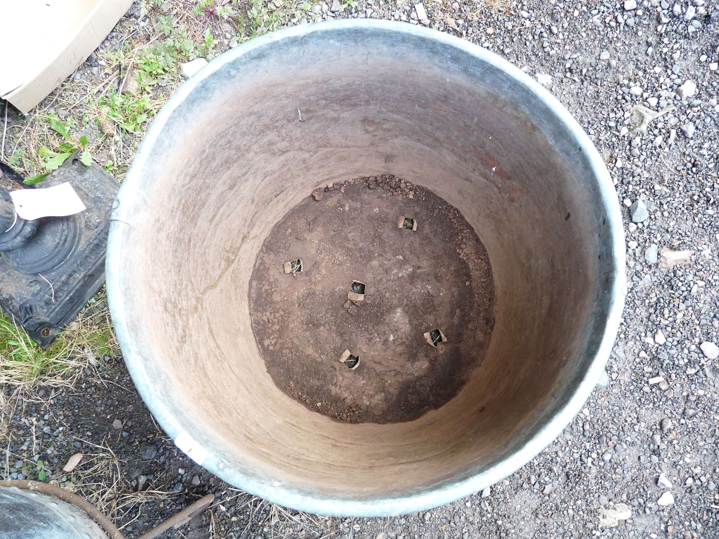 A riveted Copper boiling pot, converted to a planter or useful as a log box, - Image 4 of 14