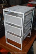 Metal storage drawers.