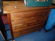 A modern chest of 3 long drawers.