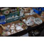 Four boxes of miscellanea including china, jardiniere, etc.