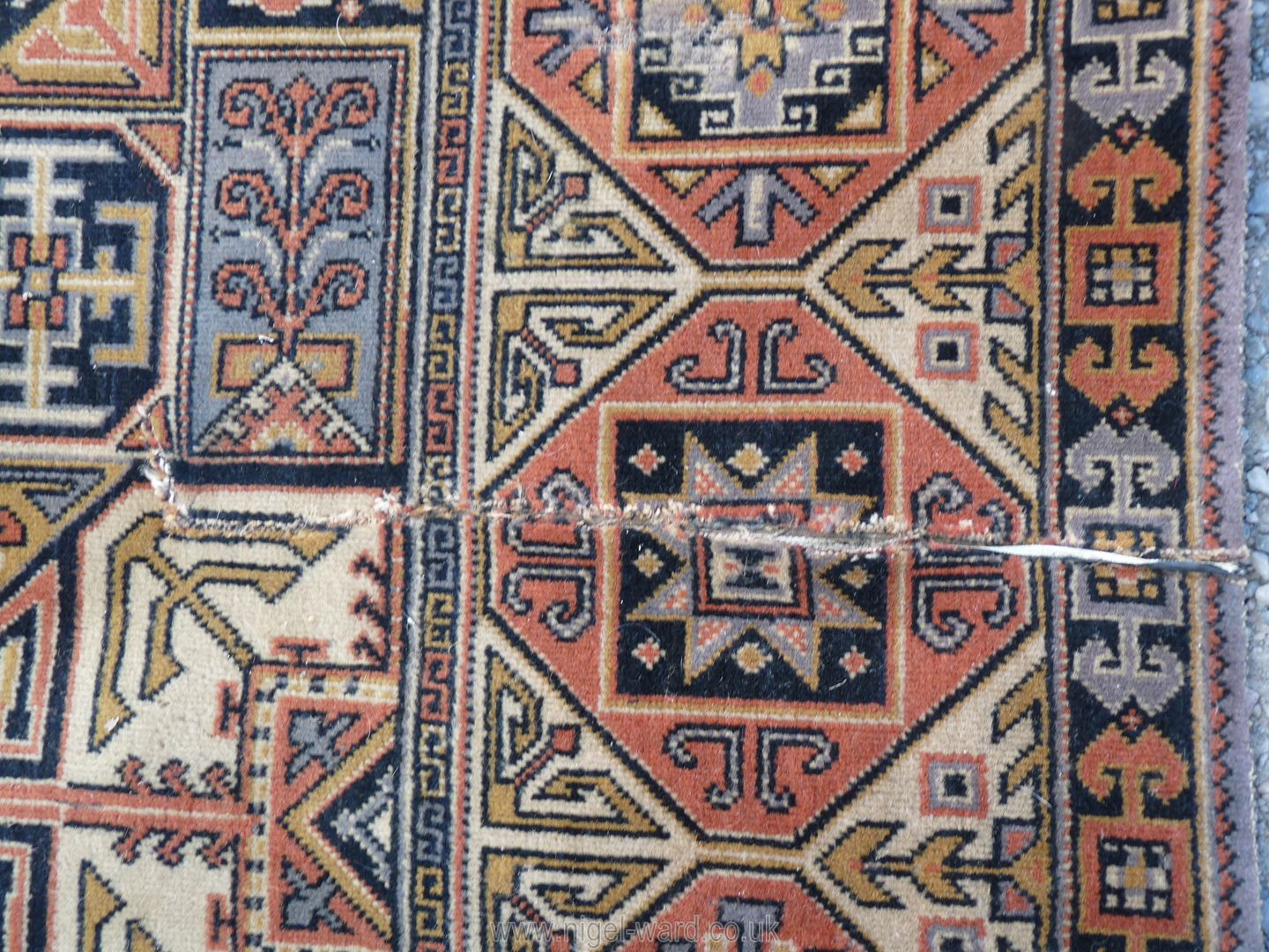 A large geometric brown, black and cream ground, bordered, patterned and fringed Carpet, - Image 3 of 6