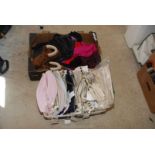 A quantity of bags, boots, ladies clothing, etc.