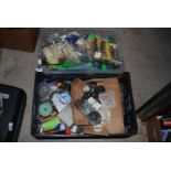 Two boxes of fishing equipment, etc.