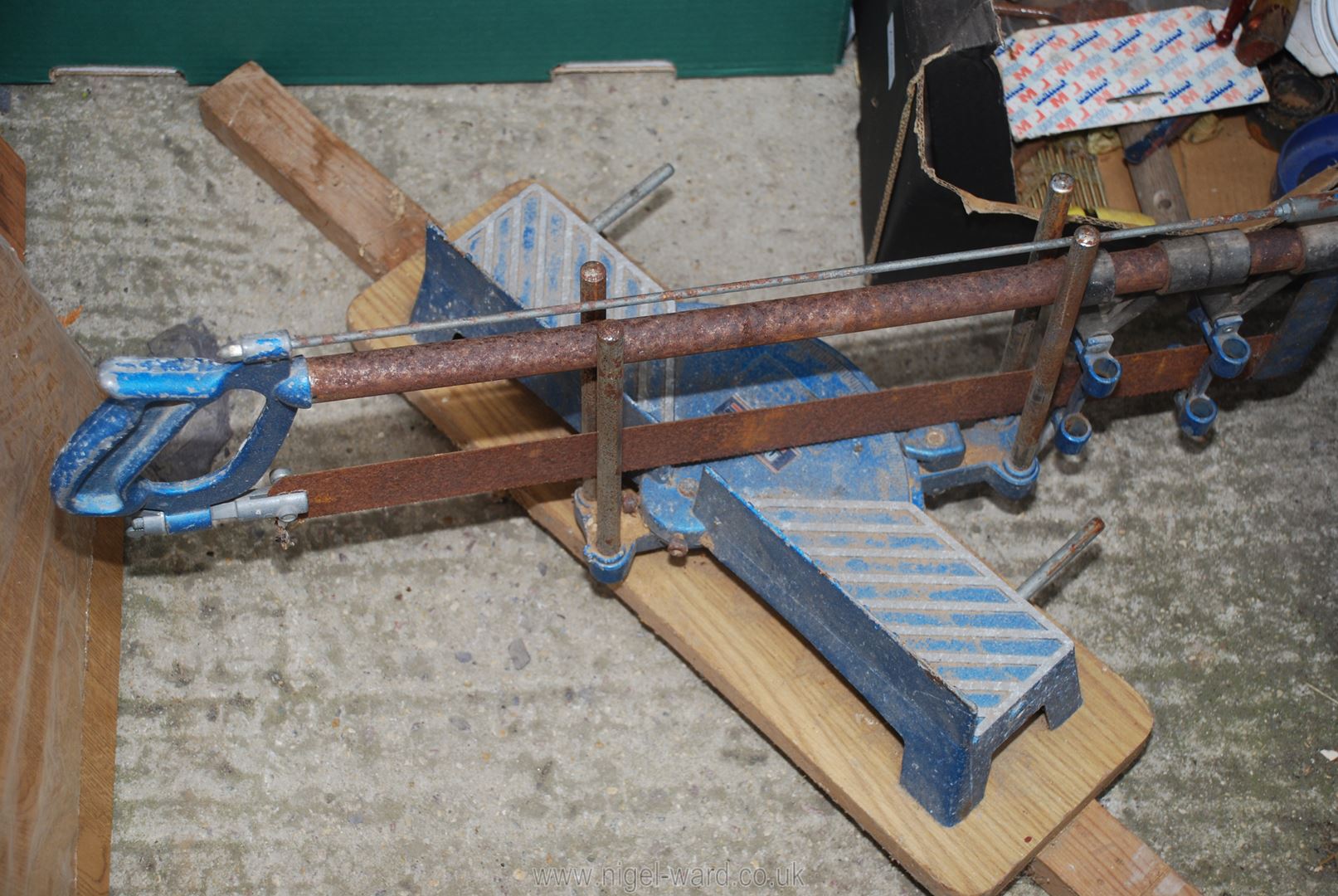 Two boxes of tools; mitre saw, lump hammer and mixed tools. - Image 4 of 4