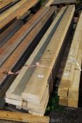 Twelve lengths of treated softwood: 8 x 5" x 1 3/4" x 94" long, 4 x 5" x 1 3/4" x 105" long.