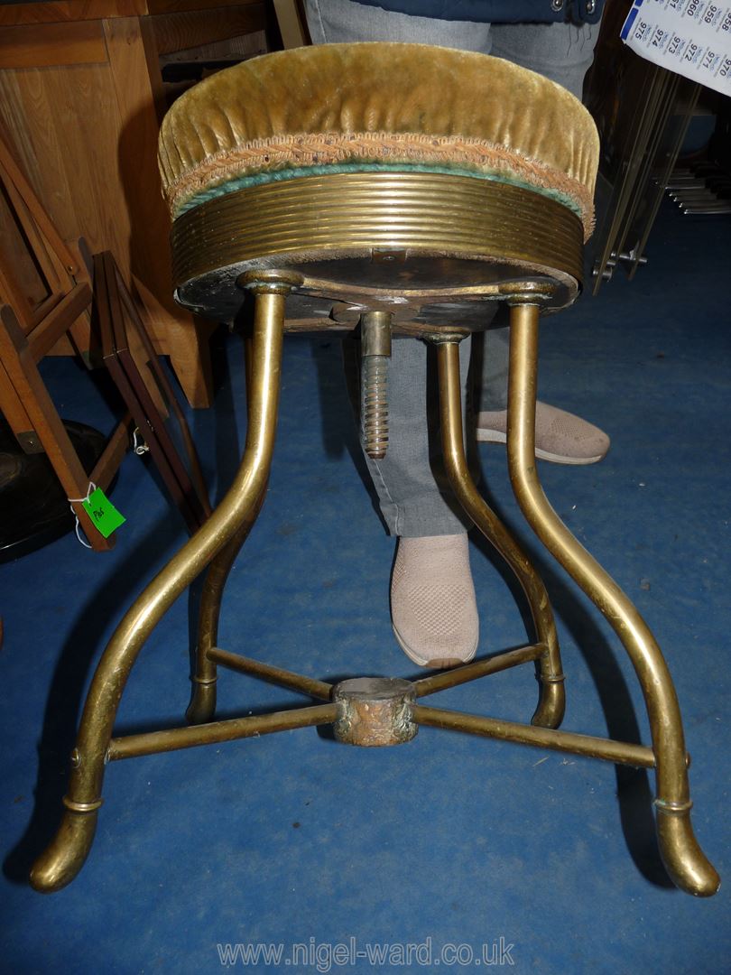 A swivel top piano stool with metal base, 19" tall. - Image 2 of 2