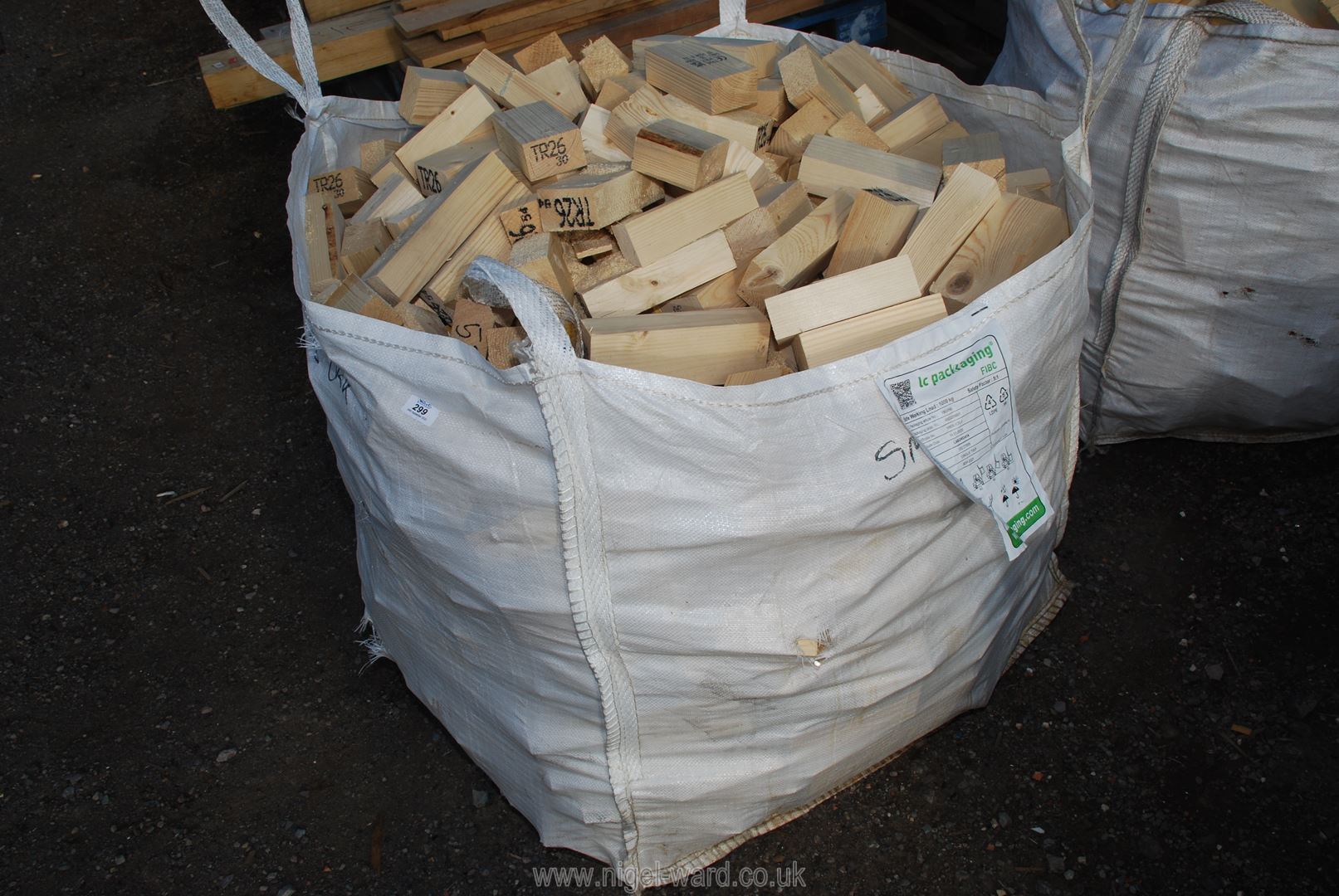 A builder's bag of softwood off-cuts (blocks).