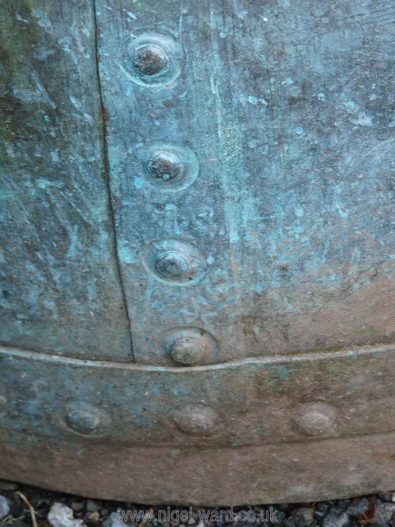 A riveted Copper boiling pot, converted to a planter or useful as a log box, - Image 11 of 14