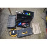 A quantity of tools and equipment including tool boxes and contents, pressure washer patio cleaner,