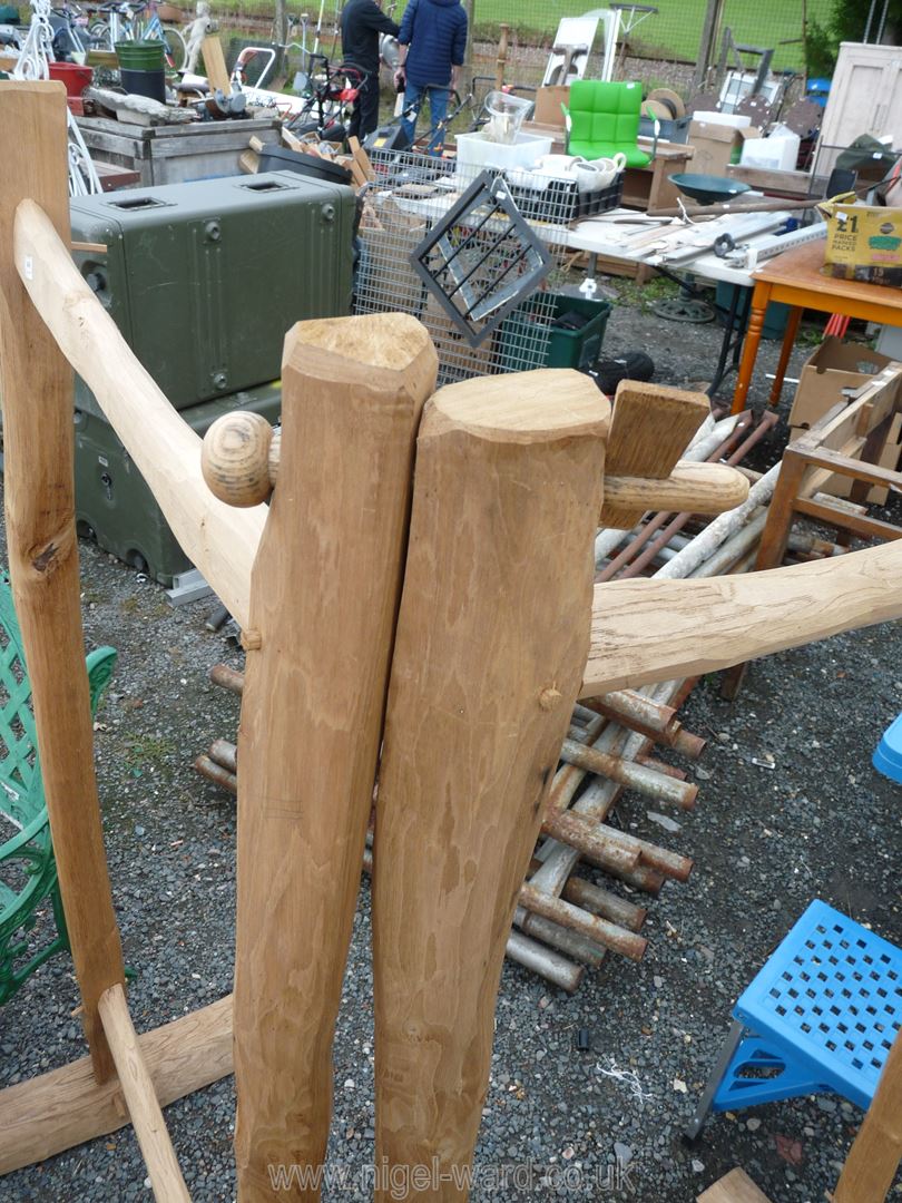 Three rustic cleft Chestnut timber clothes rails/airing racks, - Image 3 of 5