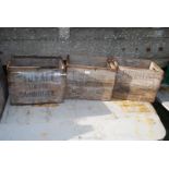 Three wooden bottle Crates including Tovali, Carmarthen and D.C. Davies, Cross Hands.