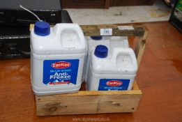 Four 2 litre containers of "Car Plan Blue Star" anti-freeze.