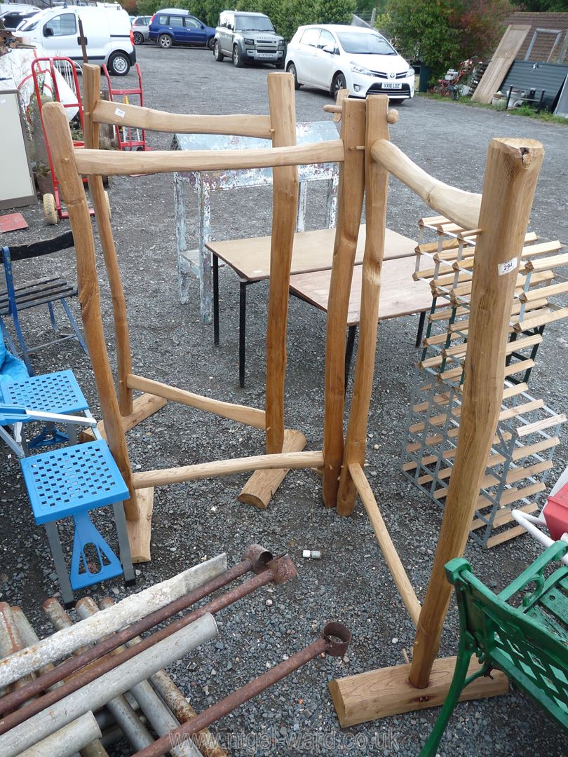 Three rustic cleft Chestnut timber clothes rails/airing racks, - Image 2 of 5