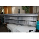 A grey wall mounted 3 shelf unit, 57 1/2" x 18" high from Ikea.