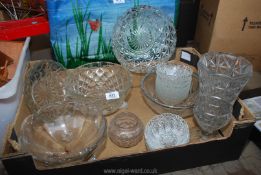 A box of cut glass bowls and vase etc.