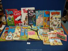 A small quantity of vintage annuals to include; Beano, Dandy, Discoland, Girl Annual, etc.